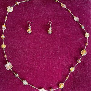 Flower choker and matching earrings